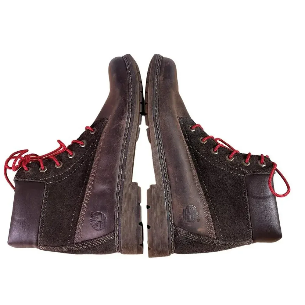 Timberland Boots Junior Boys 6 Classic Inch 8296R Brown Leather Zip Up Winter